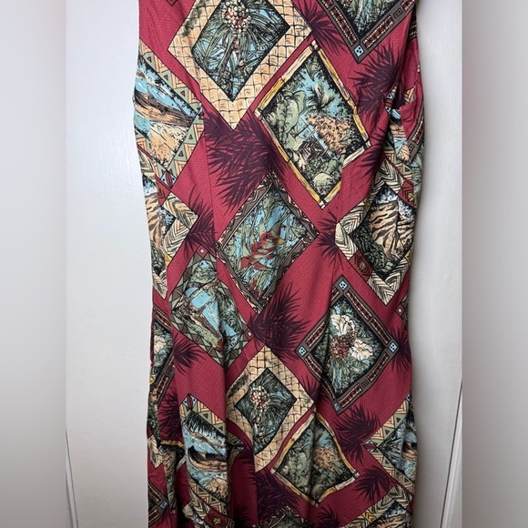 Vintage Hilo Hattie Made in Hawaii Maroon Tropical Hawaiian Sleeveless Dress M - Picture 11 of 14